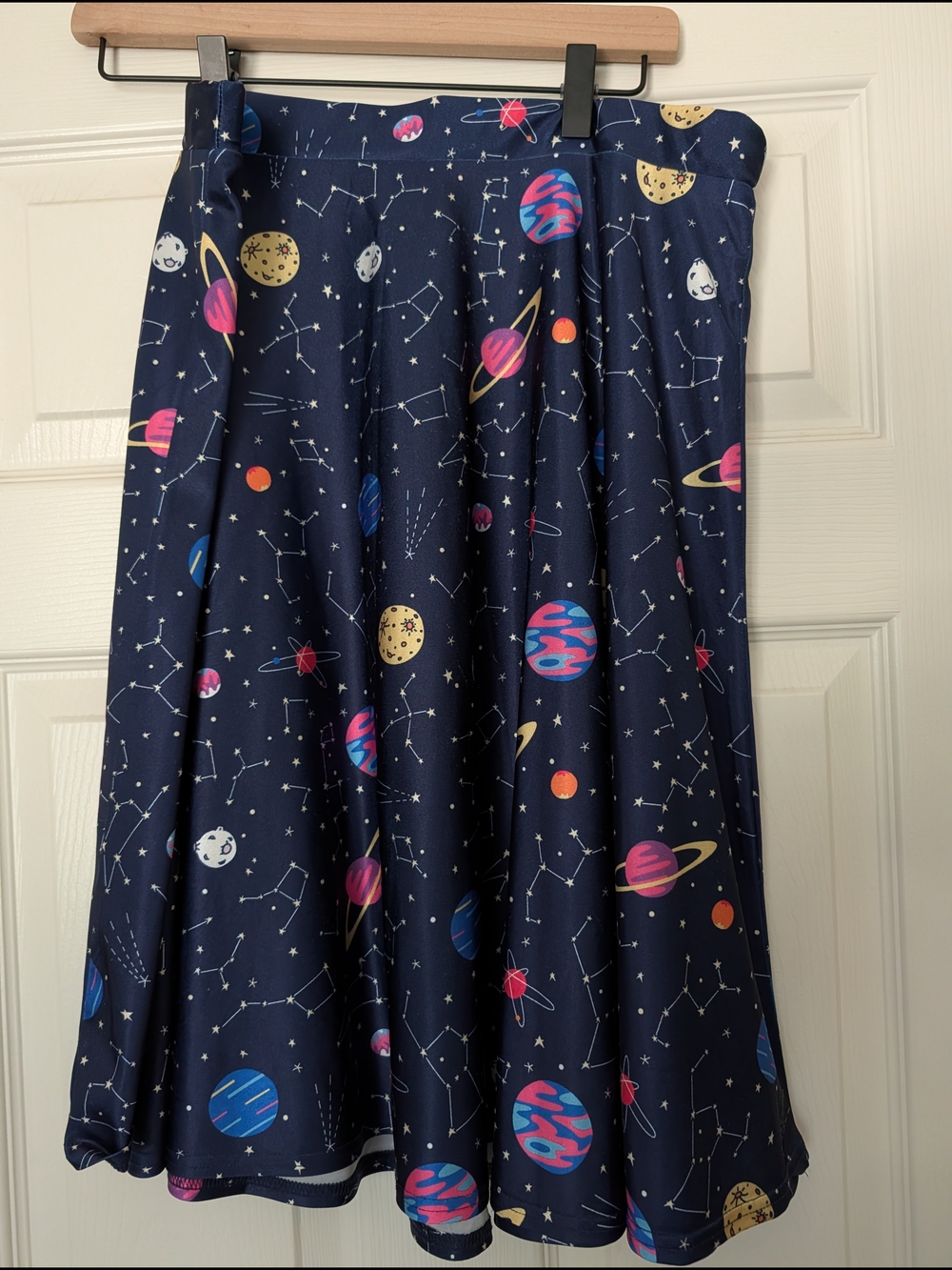 Women's Navy Planet Print Skater Skirt